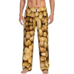Garden Potatoes Lange Lounge Wear Broek Nachtkleding Pyjama Bottoms Nachtkleding Nachtkleding Nachtkleding Met Zakken En Trekkoord, Wit, S