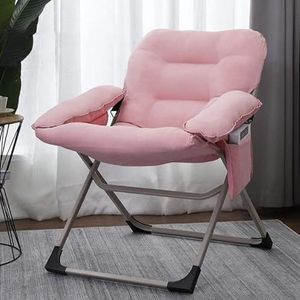 GEIRONV Tuinstoelen, 3 standen verstelbare rugleuning Fauteuils Stoffen bank Fauteuil Opklapbare verstelbare ligstoel Fauteuils (Color : Pink, Size : 70x60x85 cm)