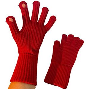 Winterhandschoenen, gebreide handschoenen vinger blootgesteld ontwerp eenvoudige stijl acryl fleece voor buiten (rood)