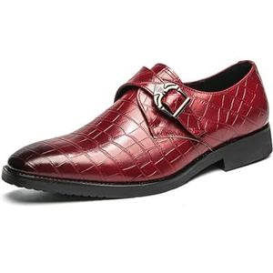 Heren loafers, microvezel leer, instappers, casual zakelijke bruiloft banket schoenen voor heren,Rood,43 EU