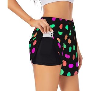YJxoZH Multicolor Polka Dots Print Vrouwen Atletische Yoga Shorts Hoge Taille Running Shorts Workout Gym Casual Shorts, Zwart, M