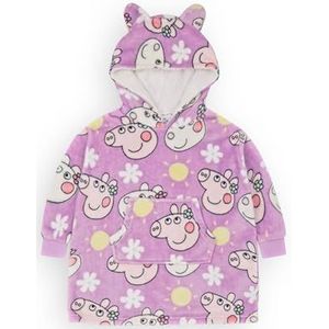 Peppa Pig meisjes draagbare deken Hoodie | Oversized roze fleece loungewear met capuchon voor kinderen | Peppa Suzy schapen bloem Cartoon All Over Print | Nachtkleding Kostuum Merchandise Cadeau