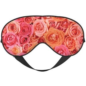 Oranje Roze Rose Printing Veelzijdige Rest Helper, Zacht Slaap Oogmasker Dubbelzijdig voor Yoga, Camping, Zacht Slaap Oogmasker
