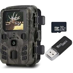 Mini Trail Camera Nachtzicht Jacht Motion Outdoor Wild Photo Traps Nauwkeurige Opname Heldere Beelden(32GB card and reader)