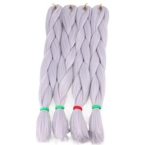 2 verpakkingen per partij 24 inch 100 g hittebestendige synthetische ombre jumbo vlechtdoos haarverlenging(#Silver Gray)
