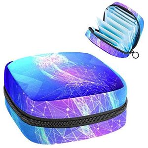 Maandverband Opbergtas, Periode Kit Bag voor school, Menstruatiekopzakje, Maandverband Pads Organizer Bag, Abstracte uil van driehoekspatroon