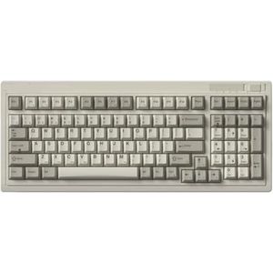 QPSJXN OG98 Mechanisch toetsenbord met drie modi, compatibel met en kantoor, retro kleursublimatie, toetskap, bladveerpakking ontwerp (tri-mode grijs)