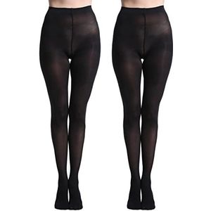 Zioccie 80 Denier Microvezel Panty voor Vrouwen Zachte Semi Ondoorzichtige Effen Kleur Hoge Taille Voeten Panty, Zwart 2 paar, one size