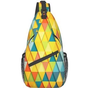 EdWal Groep Marokkaanse geometrische print borsttas dagrugzak cross body tas, sling rugzak crossbody tas, voor buiten, wandelen, reizen, Kleurrijke driehoek, Eén maat