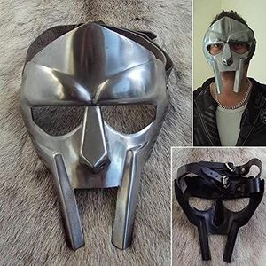 MF Doom Gladiatormasker, Mad-Villain, 18 g Mild, Staal, Gezichtspantser, Middeleeuwse handgesmeed, Romeins, Armor, Doom, Masker, Halloween