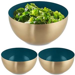 Relaxdays 2x saladeschaal - 2 liter - saladekom - serveerschaal - rond - mengkom - rvs