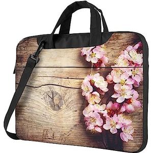 Lente Blossom op Houten Tafel Gedrukt Laptop Mouw Notebook Draagtas Computer Tas Business Aktetas 15.6 inch