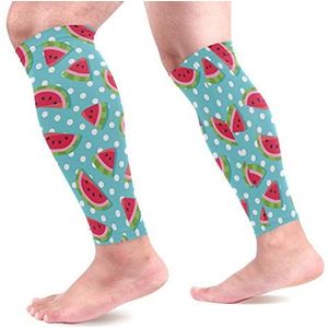 EZIOLY Fruit Watermeloen Sport Kalf Compressie Mouwen Been Compressie Sokken Kalf Guard voor hardlopen, Fietsen, Moederschap, Reizen, Verpleegkundigen