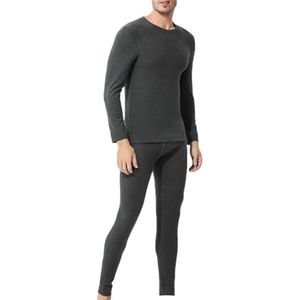 Men Soft Thermal Shirts Fleece Lined Winter Set (Color:Gray,Size:L)