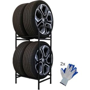 PROREGAL Carrero Bandenrek HxBxD 104x55x40cm, tot 4 banden op 2 niveaus, zwart, werkplaatsrek, opbergrek, kelderrek