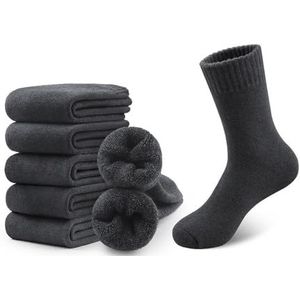 LCKJLJ 5 Paar Wollen Sokken Voor Mannen Dikke Thermische Sokken Warm Winter Outdoor Sport Boot Sokken Ademend Wandelen Sokken Voor Koude, 5 paar grijs, Eén Maat
