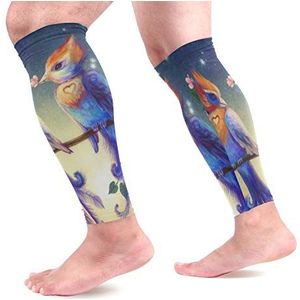 EZIOLY Love Birds Sport Kalf Compressie Mouwen Been Compressie Sokken Kalf Guard voor hardlopen, Fietsen, Moederschap, Reizen, Verpleegkundigen