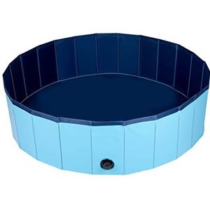 Pet Hondenzwembad - 120 x 30 CM - Middelgrote Hondenrassen - Opvouwbaar Honden Bad - Anti-Slip Bodem - met Leegloopventiel - Blauw