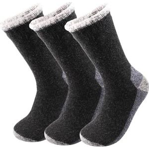 YIJIANUO 3Pairs Thicken Wollen Sokken Winter Sneeuw Outdoor Sport Sokken Voor Mannen Vrouwen Thermische Fleece Terry Loop Sokken Skiën, 3 paar donkergrijs, EU 38-46