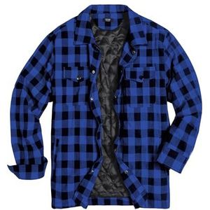 COOFANDY Flanellen herenhemd, geruit gevoerd, houthakkershemd, lange mouwen, casual, buttondown, winter, houthakkershemd, hemdjas met borstzak, blauw, S