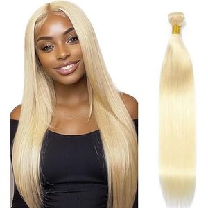 Lakaisa Straight Human Hair Bundles #613 Blonde Human Hair Extensions Sew in Hair Single Bundle Real Hair Double Weft Extensions Low Shedding Minimal Smell for Woman 24 Inch