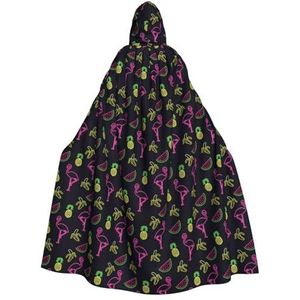 Bxzpzplj Ananas Banaan Flamingo Print Unisex Hooded Mantel Voor Mannen & Vrouwen, Carnaval Thema Party Decor Hooded Mantel