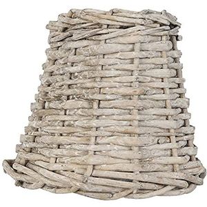 Clayre & Eef Lampenkap Ø 14 * 12 cm / E27 Beige Rotan Rond Rieten Lampenkap