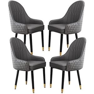 Eetkamerstoelen Houten poten Eetkamerstoel Set van 4 Microvezel lederen woonkamer eetkamer accent fauteuils kantoor lounge stoel