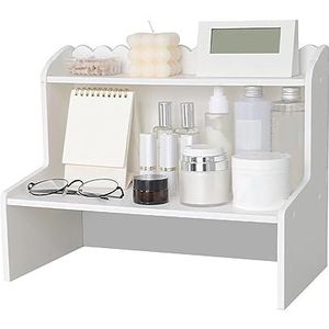 SOLKIN Over Desk Shelf Dorm, Classic Dorm Desk Boekenplank - Wit, Bureau Hutch Organizer, Multi Layer Storage Rack, Mini Boekenplank Cosmetica Organizer