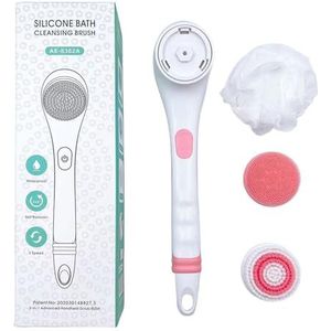 Elektrische lichaamsborstel, schuurborstel met lange handgreep, antislip, voor dieptereiniging, peeling en massage, 360 graden rotatie (A6)
