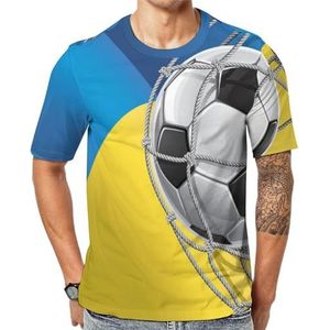 Voetbal doel en Oekraïne vlag heren korte mouw grafisch T-shirt ronde hals print casual tee tops 6XL