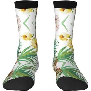 Tropische ananas volwassen grappige 3d sokken crew sokken nieuwigheid sokken gag geschenken, zachte gezellige sokken., 2 Zwart-1, Eén Maat