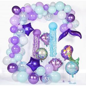 Fissaly® 117 Stuks Zeemeermin Verjaardag Ballonnenboog Versiering – Kinderfeestje Meisje Decoratie Feestartikelen – Mermaid Feest pakket