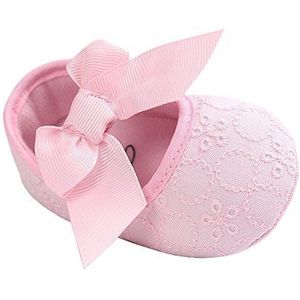 LACOFIA Baby Meisjes Schoenen Baby Prinses Strik Antislip Zachte Zool Doop Schoenen Roze 3-6 maanden