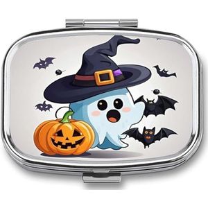 Halloween Ghost Pill Box Pil Case Leuke Pil Organizer Pil Houder Geneeskunde Pil Organizer Pil Container Dagelijkse Pil Organizer Kleine Pillendoos Pil Case voor Portemonnee Pocket