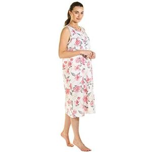 Dames Jersey Mouwloos Rose Bloemen Nightie Nachtjurk Nachtkleding, roze, 40-42