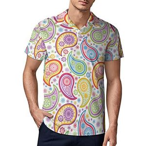 Kleurrijke Paisley Patroon Mannen Golf Polo-Shirt Zomer Korte Mouw T-Shirt Casual Sneldrogende Tees S