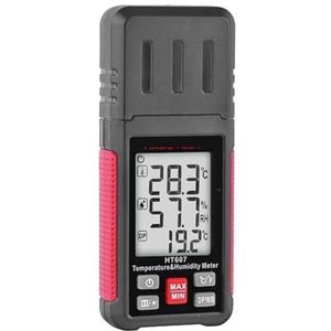 Vochtmeter, HT607 Thermo-hygrometer met dauwpunt/natteboltemperatuur Digitale thermometer Psychrometer for thuis/kas/kelder/laboratorium/boerderij