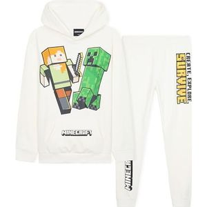 Minecraft Trainingspak voor jongens Comfy Loungewear Activewear - Gamingcadeaus voor jongens, Wit, 7-8 jaar