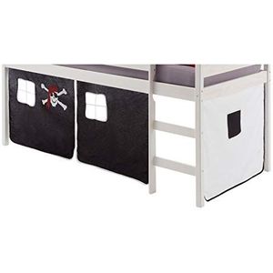 IDIMEX Classic gordijn gordijn voor hoogslaper speelbed in zwart/wit piraat