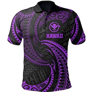 UIOKLMJH Hawaii Polynesian Polo Shirt Paars 3D Bedrukt Polo Shirt Mannen Vrouwen Korte Mouw Zomer T-Shirt, 7, XL