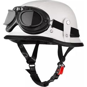 Duitse Stijl Motorfiets Halve Helm, Vintage DOT/ECE Goedgekeurde Open Gezicht Motorfiets Helm Met Verstelbare Snelsluiting Retro Scooter Crash Helm Voor Volwassen Mannen En Vrouwen 9,M
