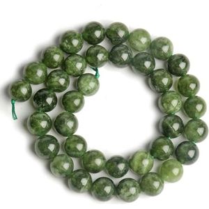 Natuurlijke Ronde Tijgeroog Granaat Agaat Kwarts Lava Kralen Voor Sieraden Maken DIY Armband Accessoires 15''-Groene Jade-8mm (ca. 46 stuks)