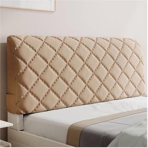 Stretch bed hoofdeinde Cover hoofdeinde, Geruite Bed Head Cover Zacht Pluche Warm Winter Universeel Bed Achterkant Dikker 360° Wrap Slaapkamer Bed Hoofdeinde Stofbeschermer(Light Brown,W210 x H70cm K)