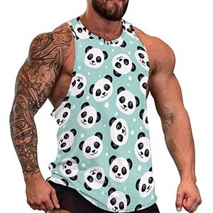 Leuke Panda Tanktop voor heren, mouwloos T-shirt, trui, gymshirts, work-out, zomer, T-shirt