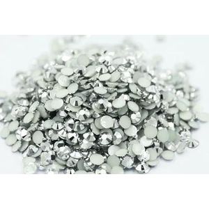 Groot pakket 2-6mm Hars Flatback Kristallen AB Zilveren onderkant Hars Niet-hotfix Strass Steentjes Nail Art Strass Kledingstuk-Zilver Hematiet-2mm SS6-10000st
