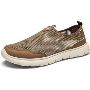kumosaga Instapsneakers for heren, ademende, comfortabele casual wandelschoenen van mesh, lichtgewicht zomersneakers for heren for gymtennis (Color : Brown, Size : EU46)