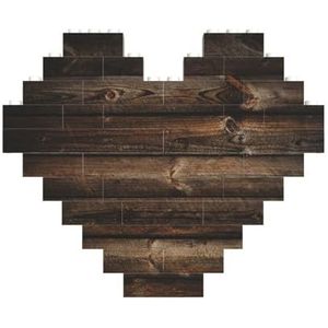 Bruine houten legpuzzel - hartvormige bouwstenen puzzel-leuk en stressverlichtend puzzelspel