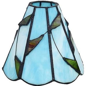 Vervangende lampenkap van 6 inch in Tiffany-stijl met groene bladeren en glas-in-lood, alleen voor tafellampen, hanglampen en wandlampen, beige, groot gat (blauw, klein gat)