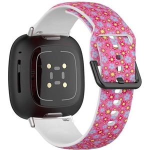 Sportbandje compatibel met Fitbit Sense / Sense 2 / Versa 4 / Versa 3 (helder roze blauw hippie), siliconen armband, accessoire